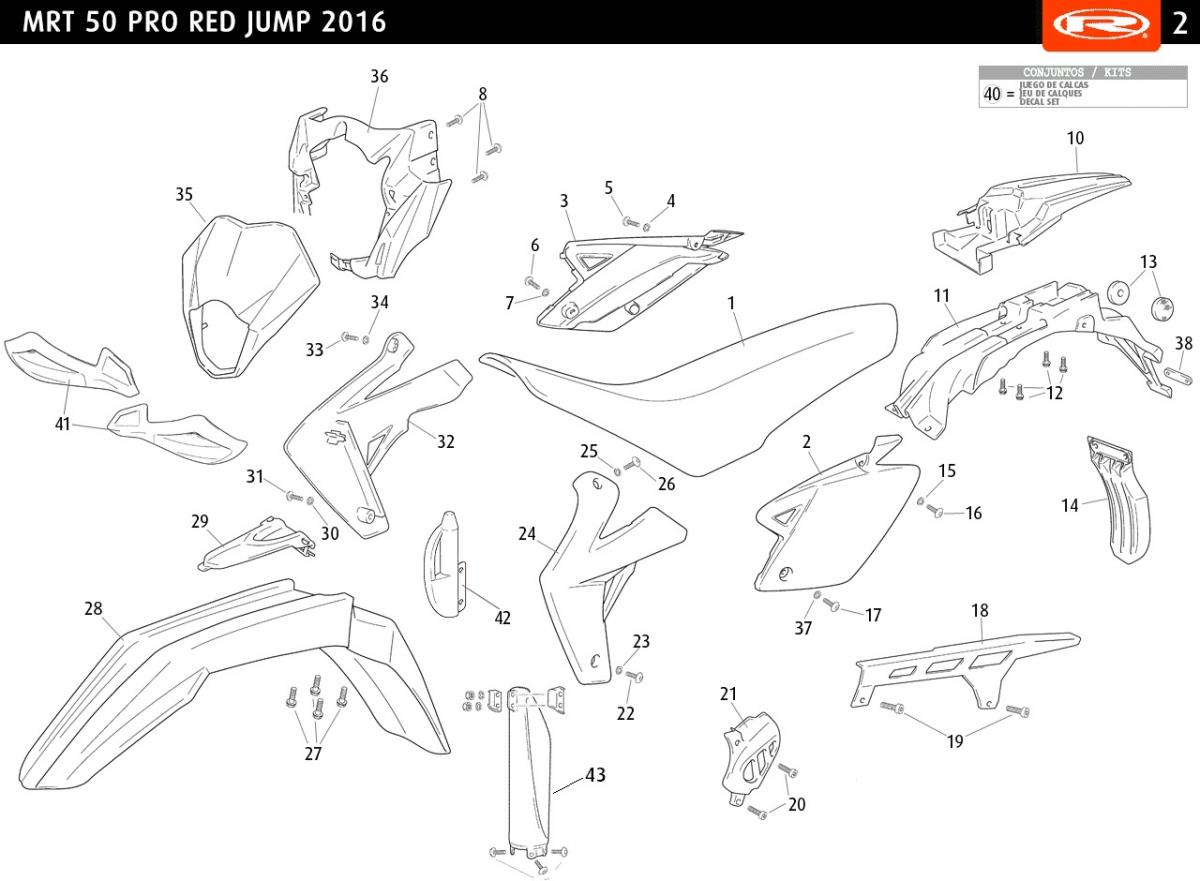 Pieces Detachees Rieju Mrt 50 Pro 16 Rouge Jump Carenages